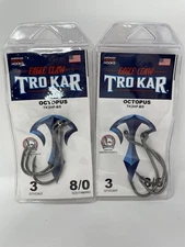 Eagle Claw Trokar Octopus Hook TK2HP-8/0 Black Qty 3 - Lot Of 2