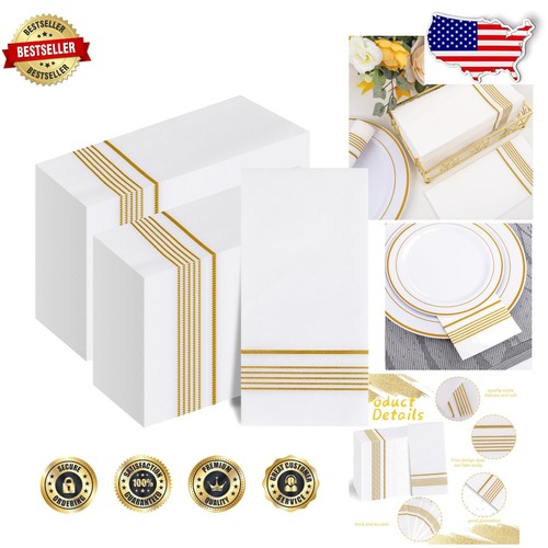 Soft & Absorbent Gold Thread Paper Napkins - Perfect for Weddings & Parties