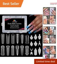 Nail Forms Set 288pcs Silicone Reusable Dual System for French Nails Art