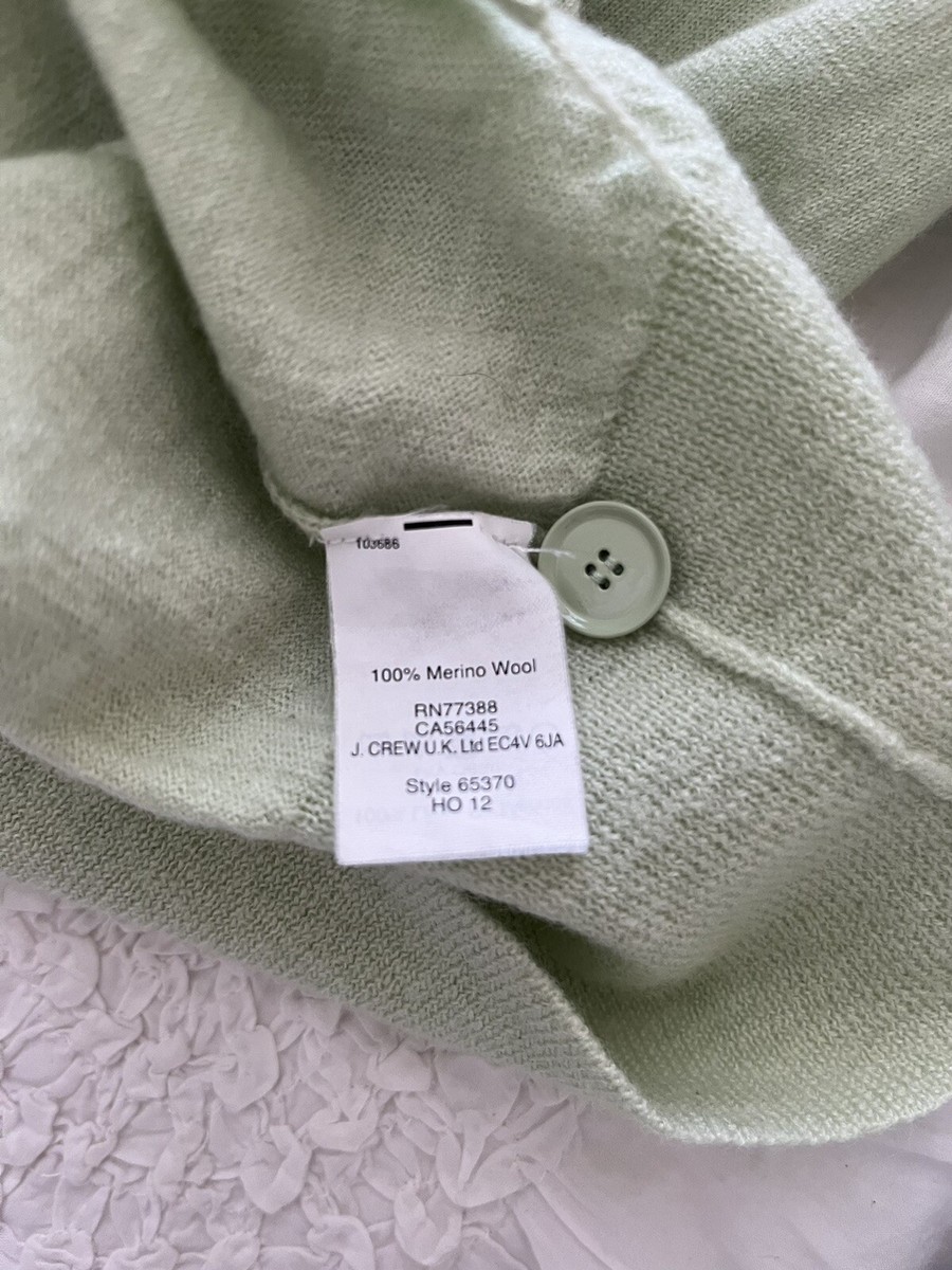 J.CREW Light Mint Green 100% Merino Wool Lightweight Buttoned