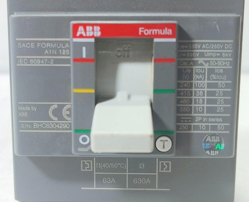 ABB SACE FORMULA A1N 125 63AMP 3POLE CIRCUIT BREAKER MCCB 36kA AT 415V A1N125 - Picture 7 of 9