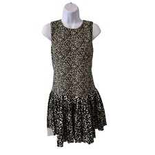 Ann Taylor Loft Sleeveless Drop Waist Dress Women's Size 0 Leopard Print