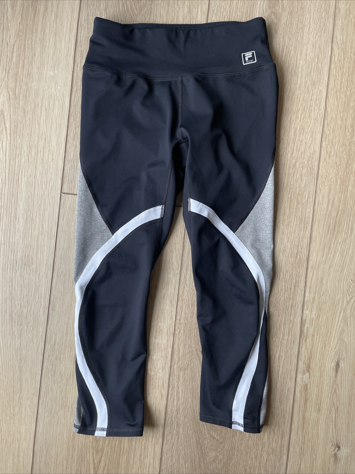 Leggings donna Fila Sport cropped Capri taglia XS grigio nero bianco