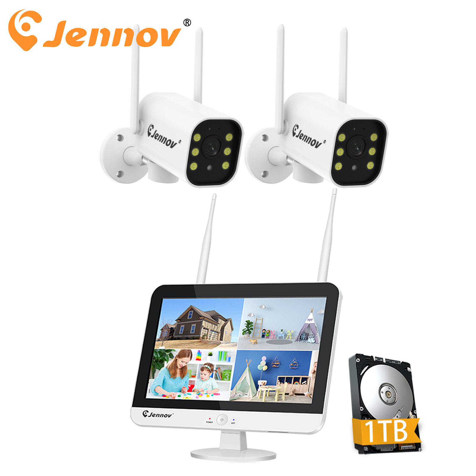 5MP 180° Wireless Security Camera System Outdoor With 1TB 10CH 12‘’ Monitor CCTV