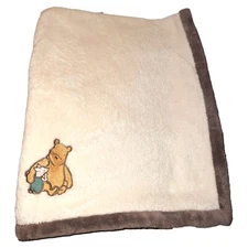 Kidsline Winnie The Pooh Plush Fleece Baby Blanket Cream Brown Piglet