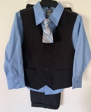 Perry Ellis Portfolio Boys 4-Piece Outfit- Pants, Vest, Tie, Shirt - New