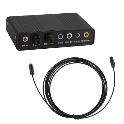 External USB Sound Card 5.1 Channel Box Optical Input Toslink SPDIF Fiber Cable