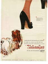 1944 Naturalizer Shoes for women Small Dog Following Woman art Vintage Print Ad