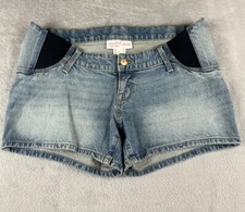 Isabel Maternity womens light wash blue denim Midi Short jean shorts size 4