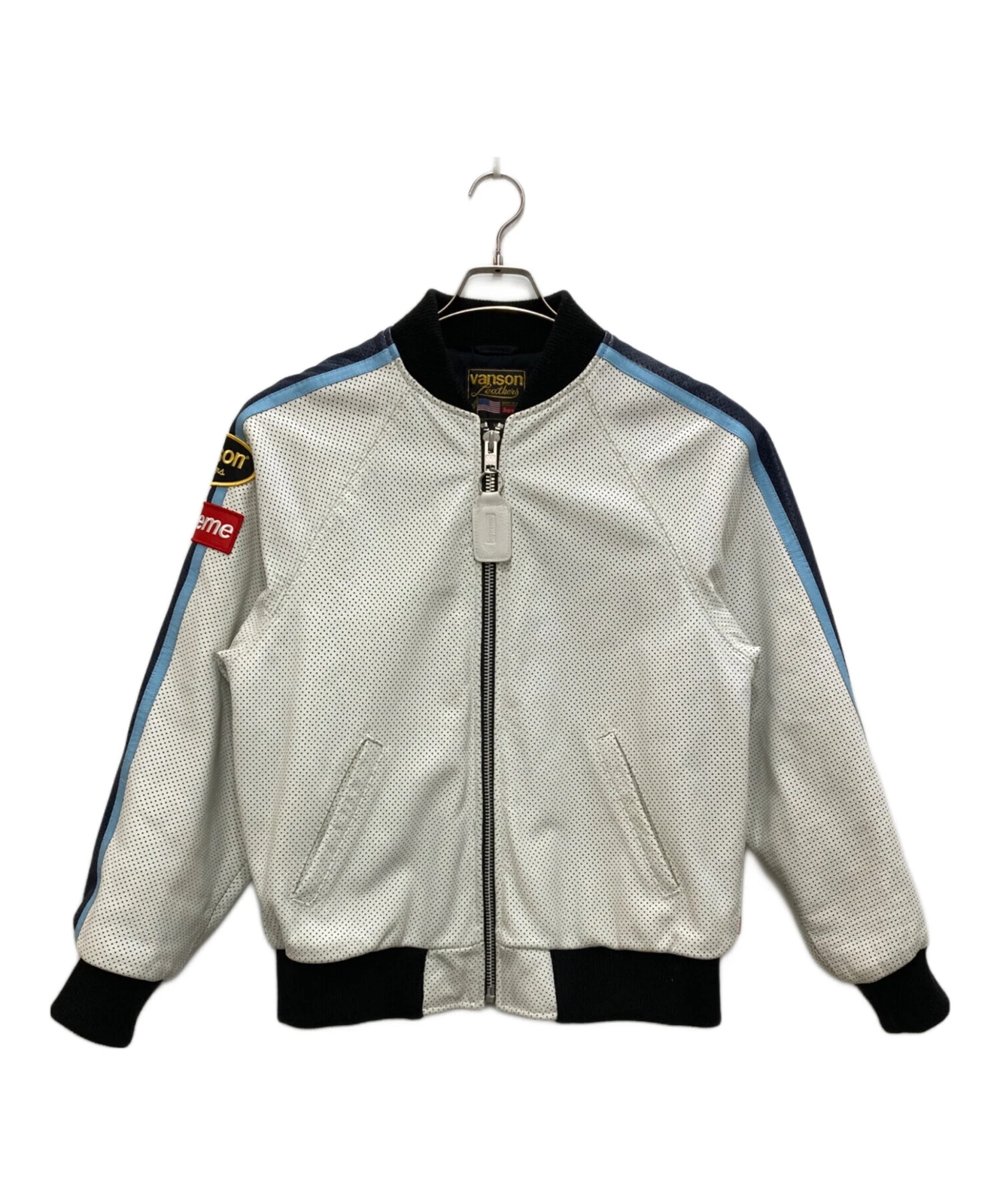 Marque : SUPREME × VANSON / Blouson bombardier cuir perforé / Étiquette Taille : M