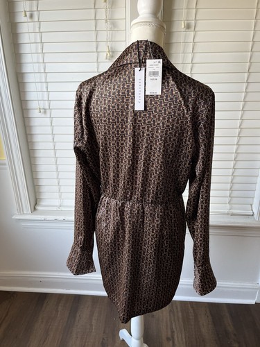 Neu mit Etikett Sanctuary seidiges Shirtkleid goldene Knöpfe Kettendruck Damengröße M - Bild 4 von 5