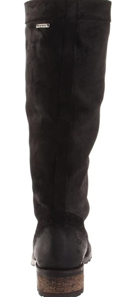 Botas altas Diesel Prairie para mujer talla US 7 cuero gamuza genuino hasta la rodilla negras Foto 2 de 4