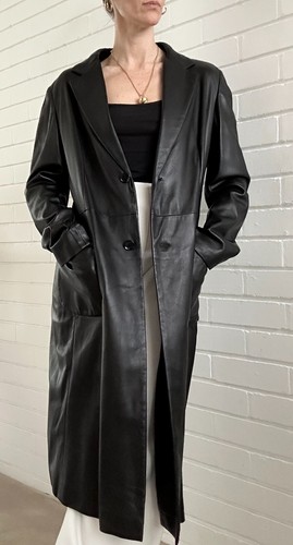 Max Mara Coat - Black - Real leather Soft - Women’s UK 8/USA 4 - Vintage - Midi - Bild 13 von 13