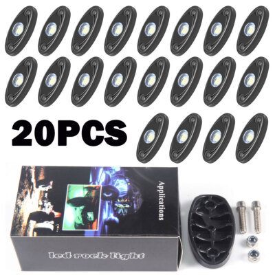 20pcs White LED Rock Lights Underbody Trail Glow Lamp Offroad SUV Pickup Car US