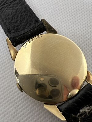 MONTRE WITTNAUER HOMME OR 14K - MÉCANIQUE MANUELLE - BRACELET CUIR NOIR