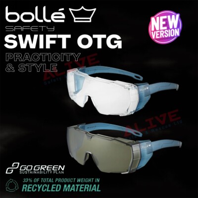Bolle SWIFT OTG Safety Glasses Fit Over the Spectacles Anti-scratch  Anti-fog UK