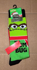 SESAME STREET Oscar The Grouch Bah Hum Bug SINGLE Pair CREW SOCKS NEW