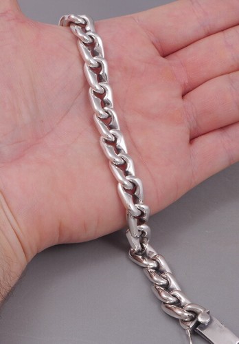 72g 10" 25.5cm heavy chunky elegant curb link 925 sterling silver mens bracelet - Picture 12 of 12