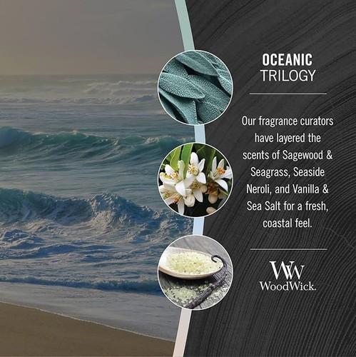 WoodWick Oceanic Trilogy Medium Scented Candle - Picture 2 of 3