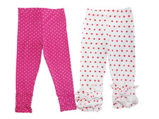GIRLS 2T or 4T RED or PINK POKLA DOT RUFFLE or RUCHED LEGGINGS NWT