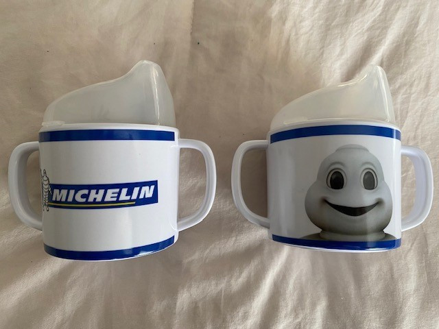 LOT OF (2) MICHELIN MAN TIRE PROMOTIONAL TODDLER SIPPY CUPS NEW