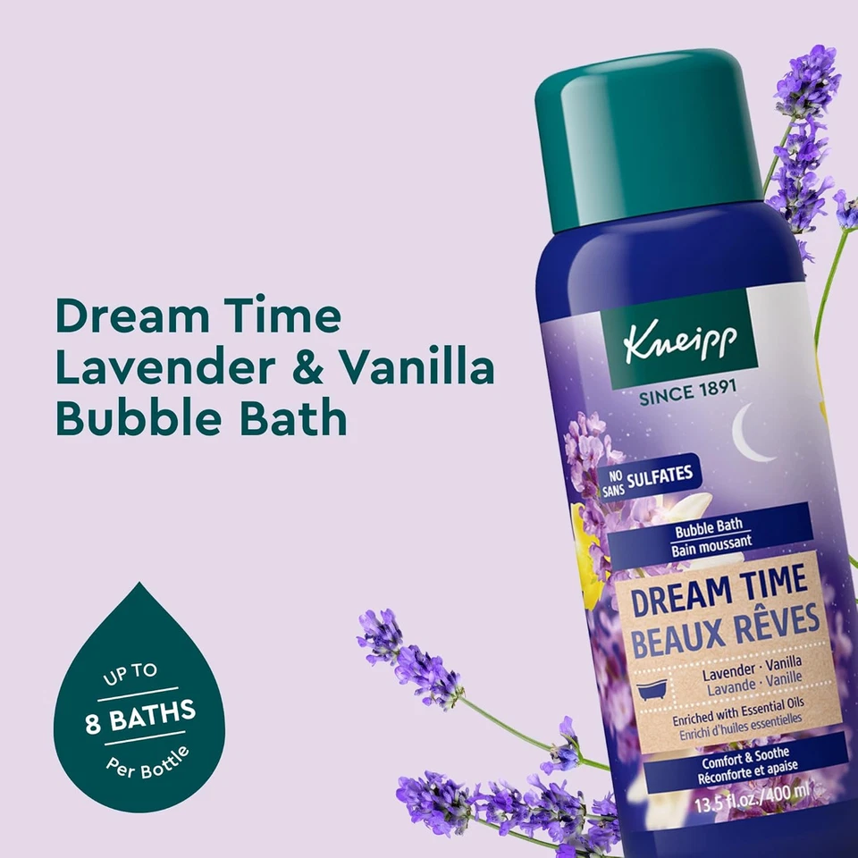 Baño de burbujas de aromaterapia de lavanda y vainilla Kneipp Dream Time - Bueno para relajarse Foto 2 de 4