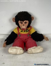 1950s Rushton Zip Monkey Plush Doll Rubber Face Red Suit VTG Stuffed Toy RARE