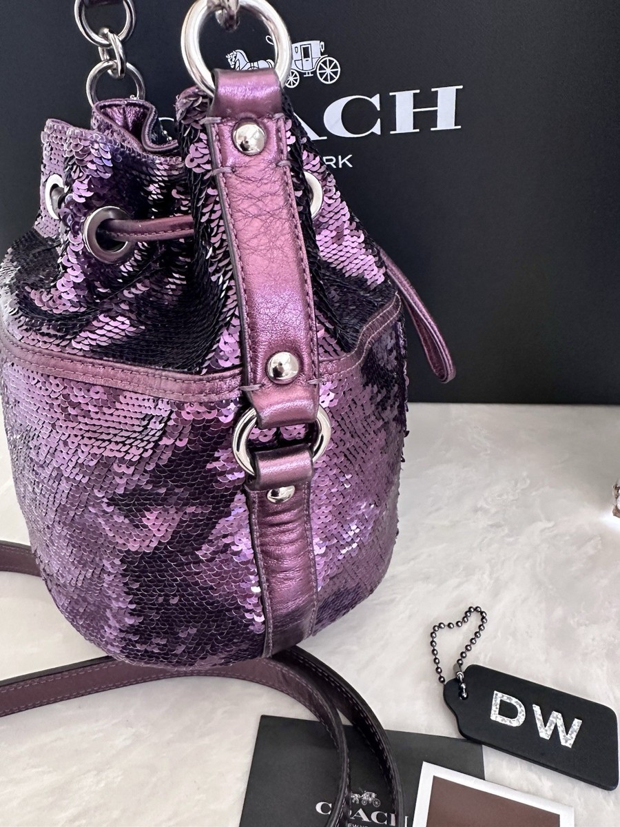 COACH POPPY SPECIAL EDITION SEQUINS AMETHYST CINCH DRAWSTRING