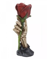 Romantischer Skeletthand Teelichthalter Mit Rose Als Gothic Wohnaccessoire