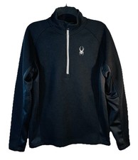 Men  s Spyder Medium 1/4 Zip Pullover Sweater, Mock Neck Black Outdoor Golf