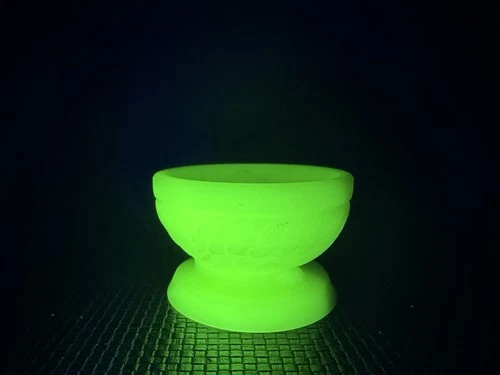 Vintage MCM Fenton Custard Uranium Glass Owl Fairy Lamp Base Only