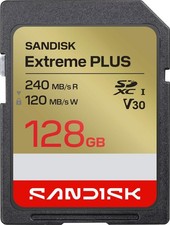 SANDISK - 128GB Extreme PLUS SD UHS-I Memory Card, R/W up to 240/120MB/s