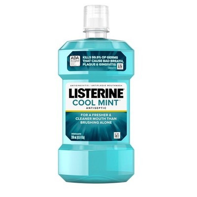 Listerine Cool Mint Antiseptic Mouthwash for Bad Breath, Plaque and Gingivitis,