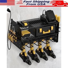 Power Tool Charging Station Wall Mount Organizer W/ 6AC Outlets Heavy Duty Rack