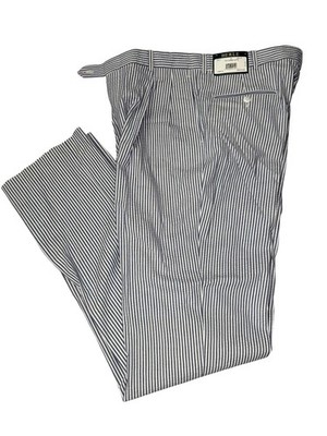 Berle Men s Sz 33R Blue White Seersucker Trousers Raw Hem NWT Pleated Front