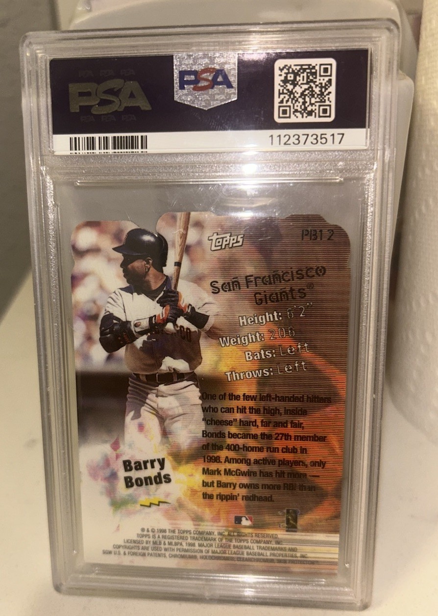 1999 TOPPS POWER BROKERS REFRACTOR #PB12 BARRY BONDS PSA 9 view 2