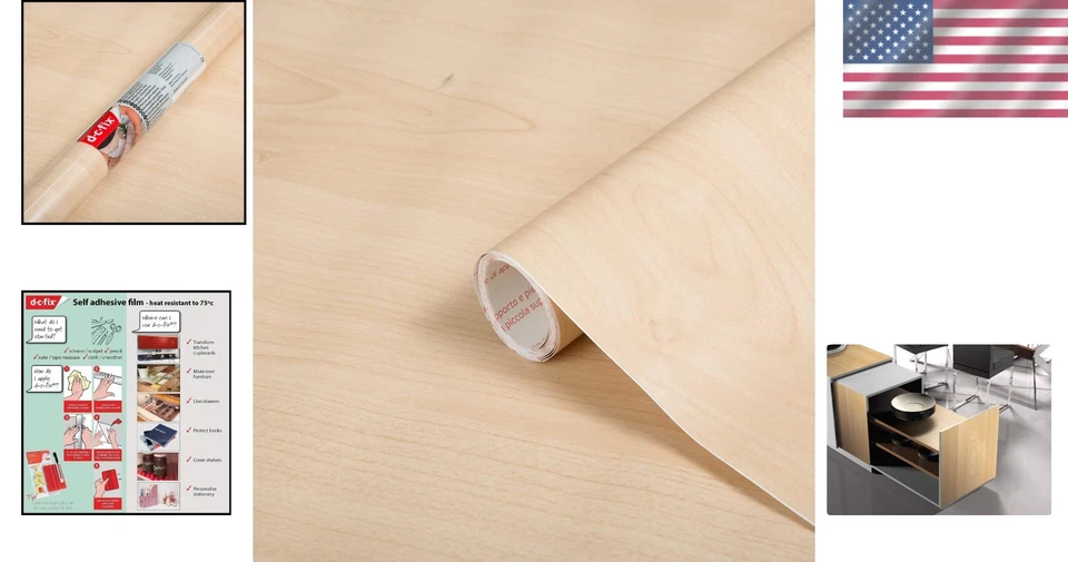 Película autoadhesiva versátil de arce - rollos de 26”x78”, fácil de aplicar y quitar Foto 2 de 4