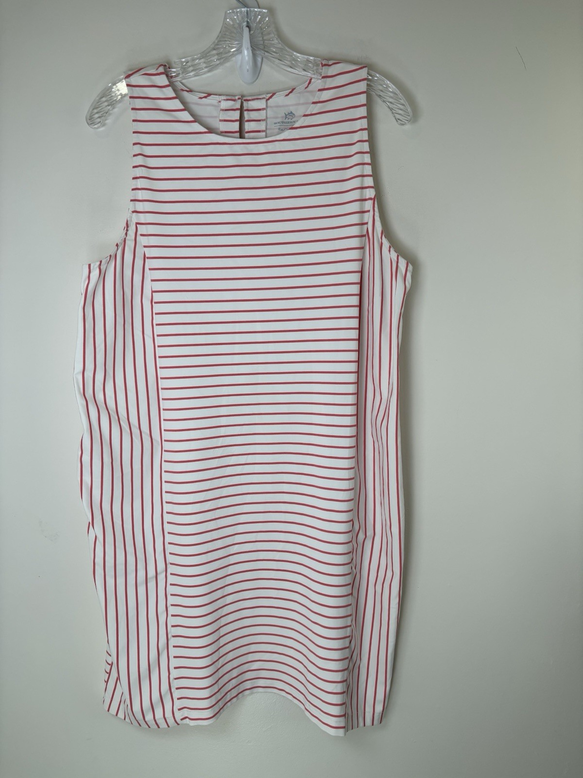Southern Tide Dress Sleeveless Large Pink & White Striped Keyhole Back