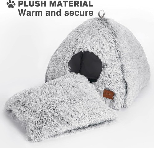 Milbenfreie Kuschelhöhle für Katzen und kleine Hunde - 40x40cm in Kaffee Braun - Picture 5 of 8