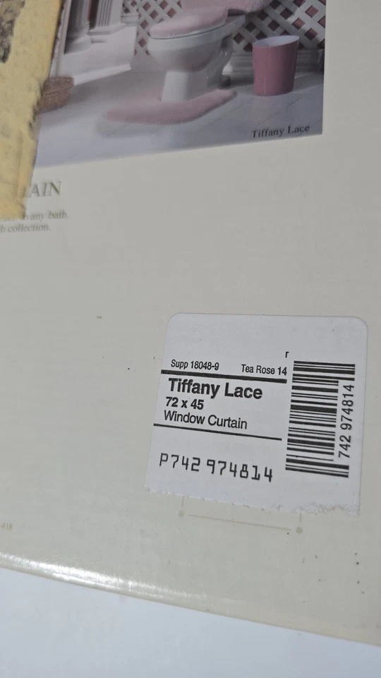 Linda cortina de ventana gris Elizabeth rosa té Tiffany 72x45 encaje blanco NOS Foto 3 de 4