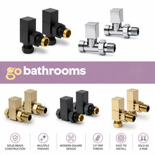 Square Radiator Valves Pair Brass Straight Angled Chrome Black Gold Anthracite