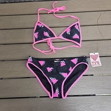 TYR Women's Pink Triangles Top W/matching Bikini Bottom SwimSZ  S New Sample