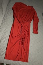 HYFVE Red Long Sleeve Rushed Knit Dress Size L