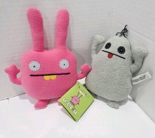Little Uglys Ugly Ghost UglyDoll 2007 Gray 7"  Wippy 8" Pink Plush 2010 NWT