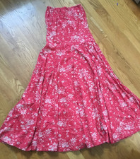 Rancho Estancia Strapless Red Flower Dress Med Boho Southwestern Western Cowgirl