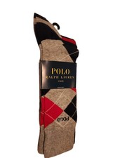Ralph Lauren Polo Men's Socks Three Pack Blue Ref Gray Tartan Logo new 