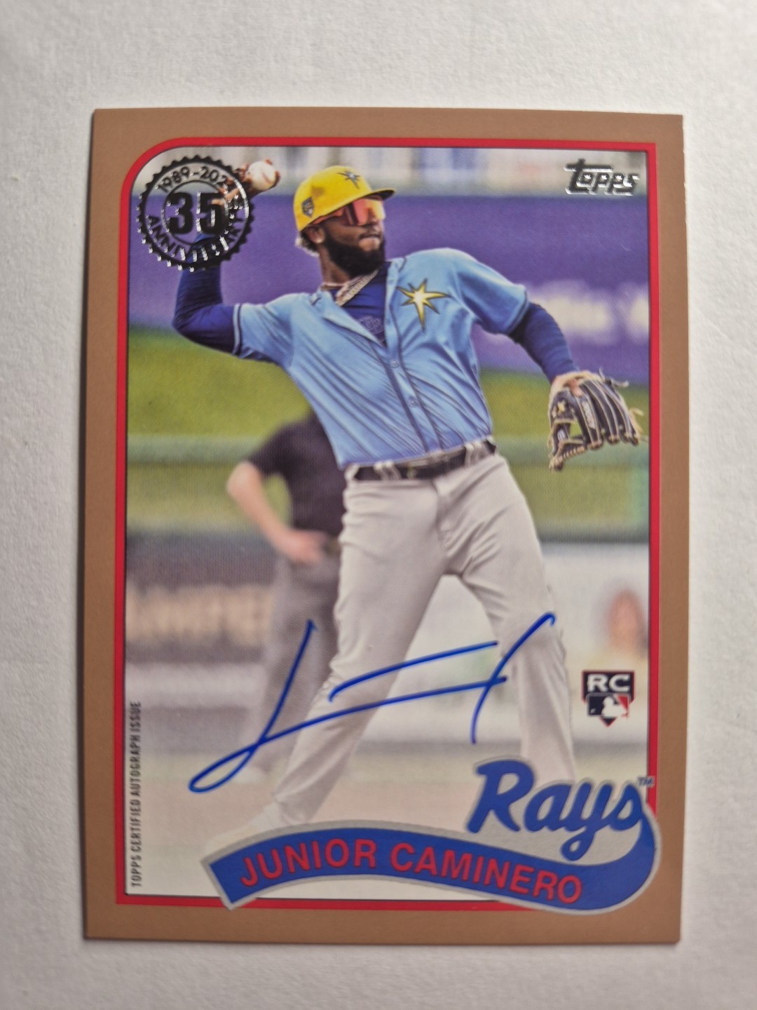 2024 Topps Update Junior Caminero 1989 Gold Auto /50 Rookie RC 89AU-JC