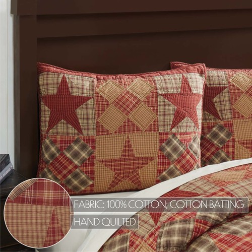 VHC Brands Rustic Queen Quilt Set Tan Dawson Star Cotton - Picture 8 of 8