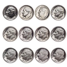 1968-1979 S Proof Roosevelt Dime Run Gem DCAM CN-Clad 12 coins