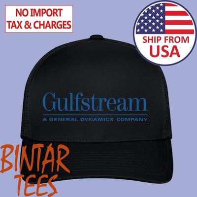 Gulfstream Jet Plane Aircraft Black  Adjustable Hat Size Adult